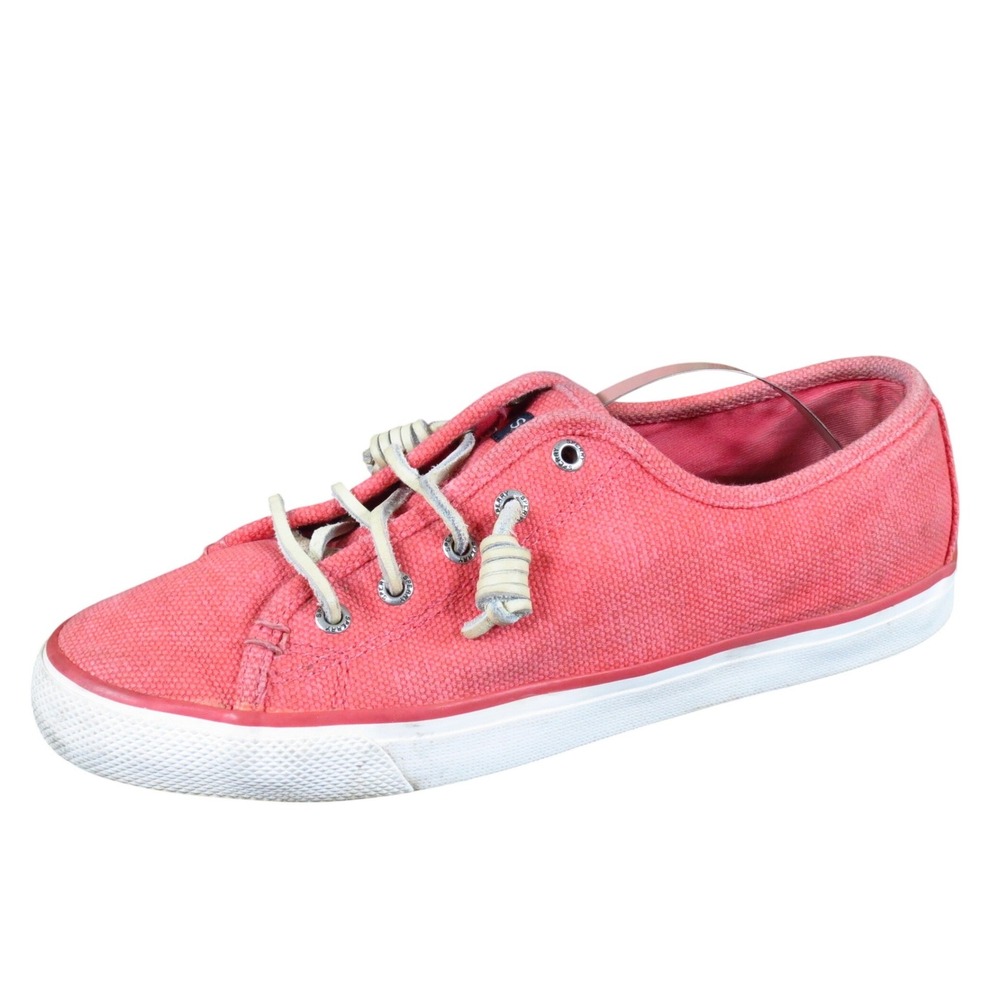Sperry Seacoast Women Casual Sneaker Size 8.5 Everyday Walking Coral Canvas‎